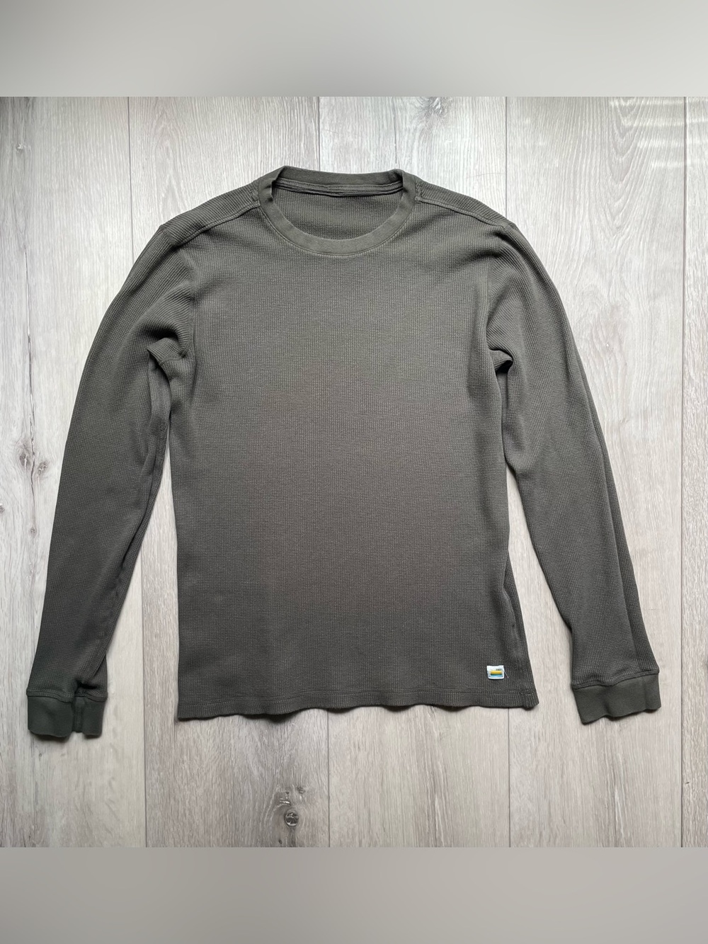 Vuori Olive Green Waffle Long-Sleeve Crew